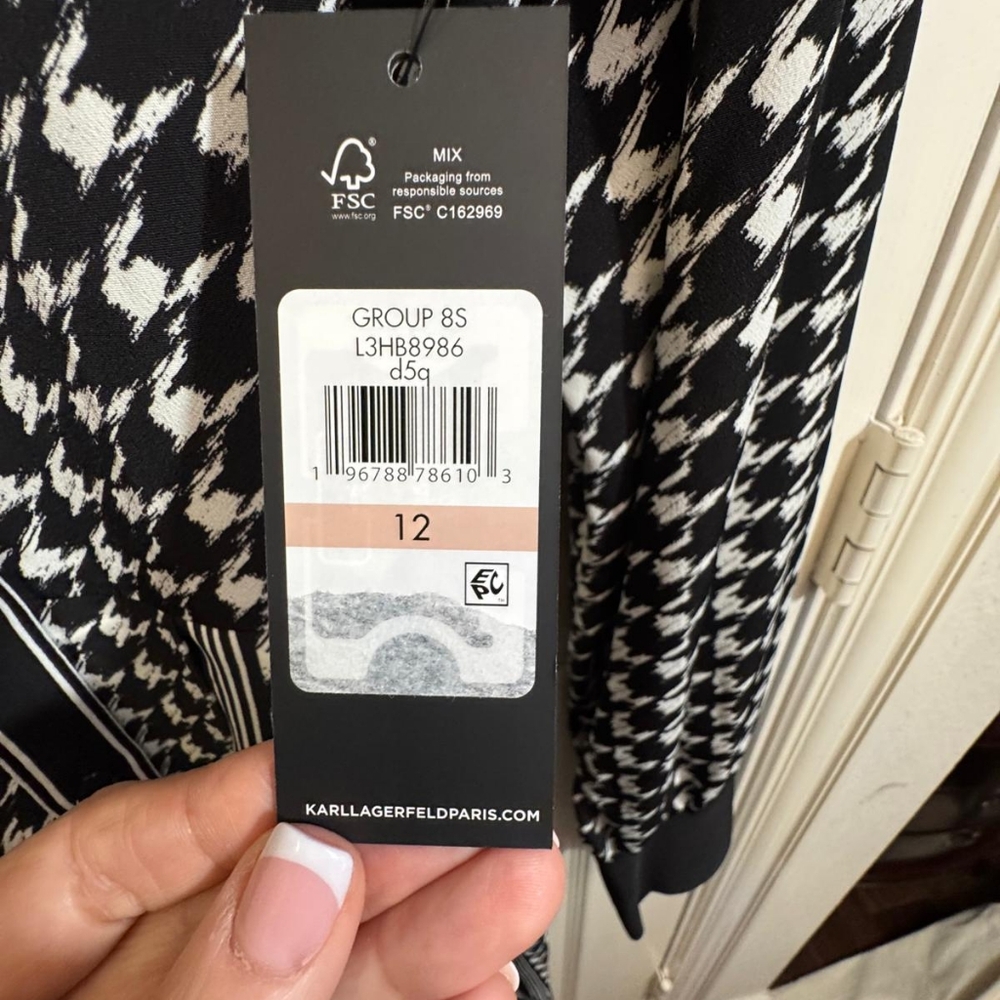 Brand New- Karl Lagerfeld Monochrome Houndstooth Shirt - Picture 7 of 9